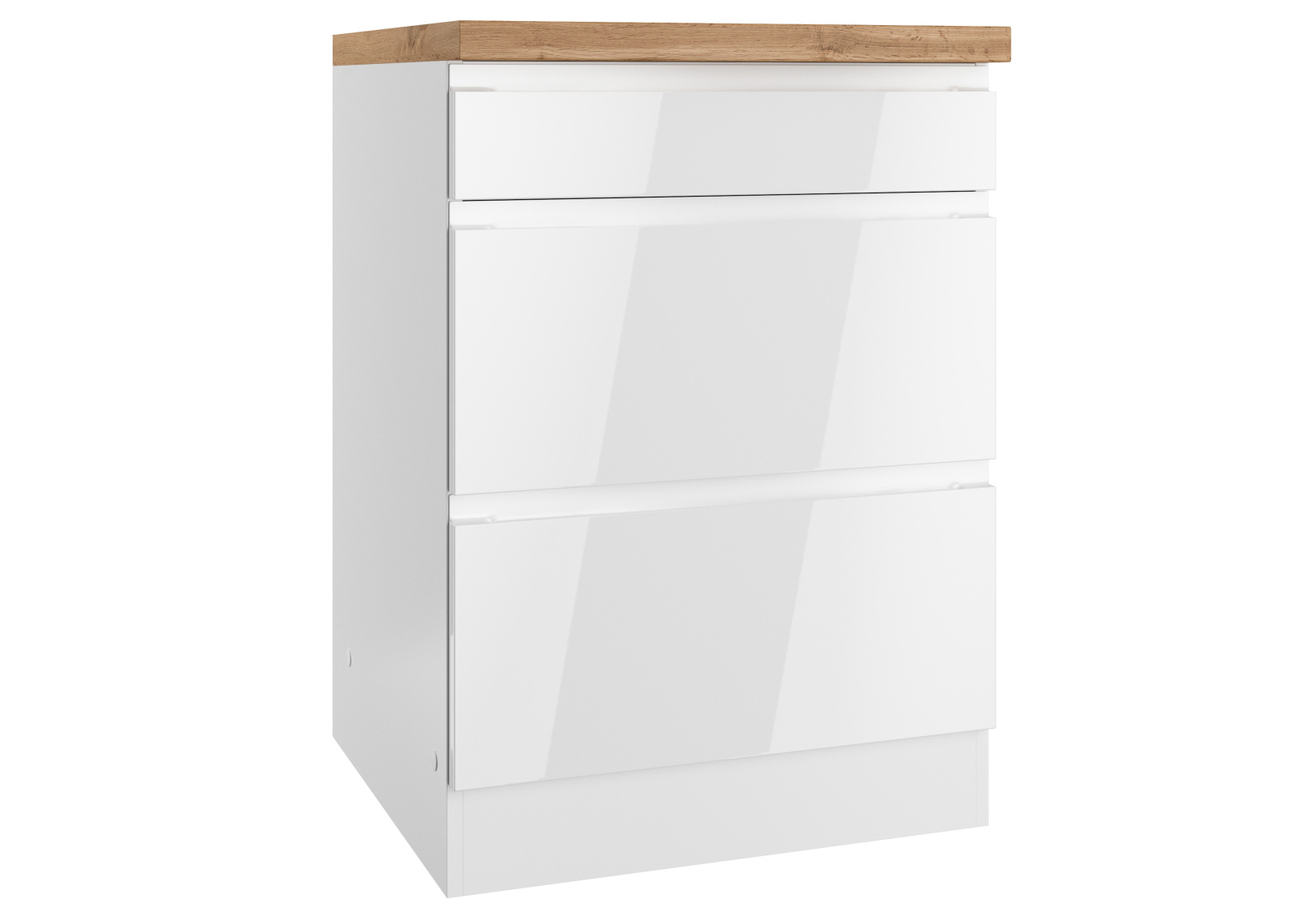 Unterschrank MONZA - weiß Hochglanz - Wotaneiche - 60 cm