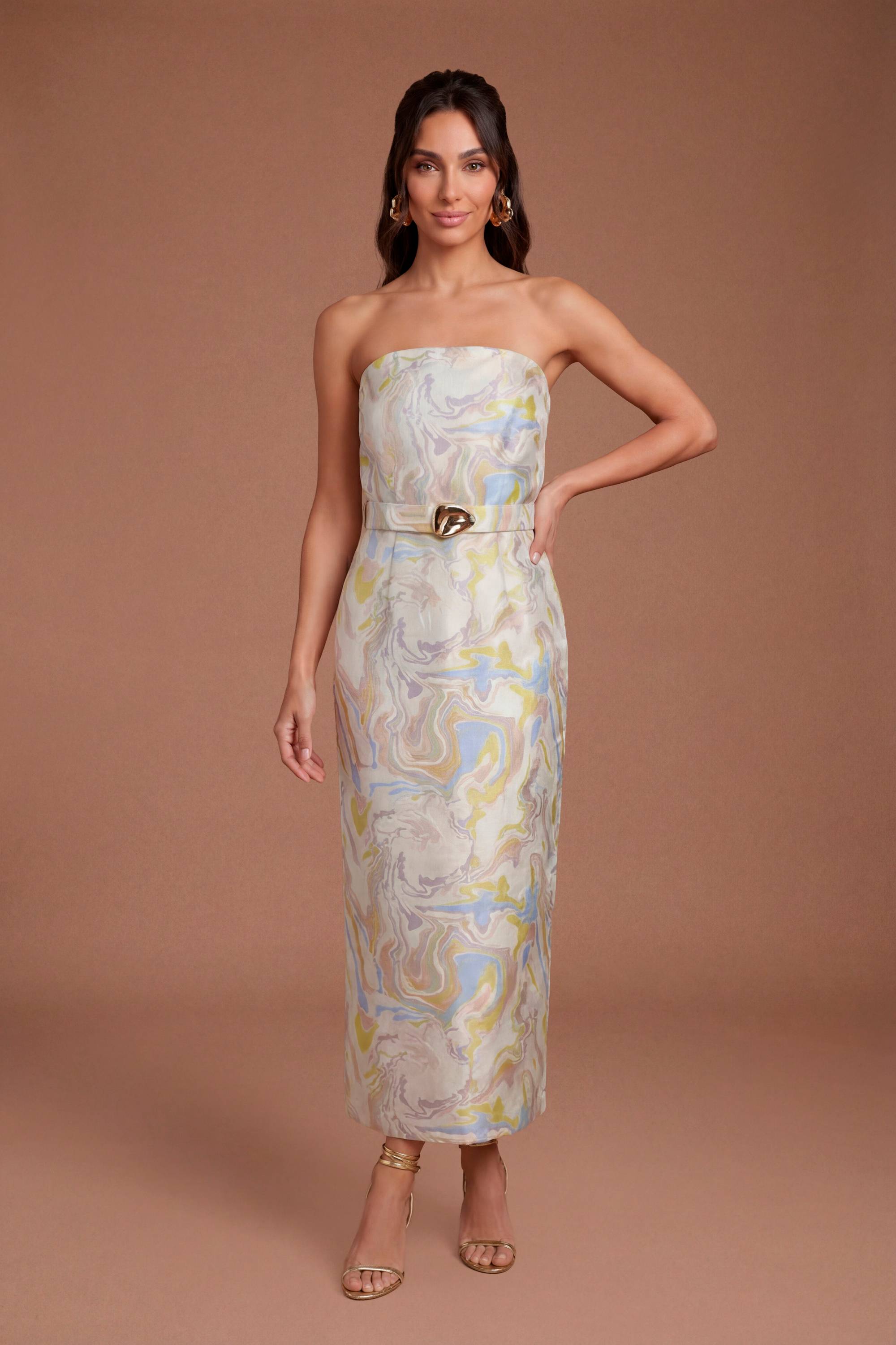 Coast Robe Crayon Bustier À Ceinture En Jacquard