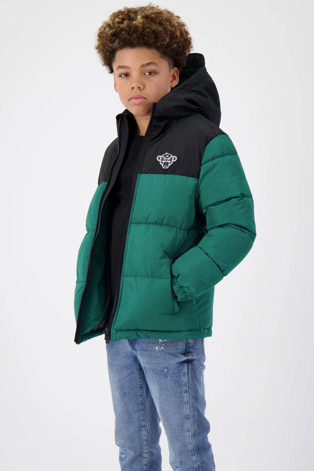 BLACK BANANAS gewatteerde winterjas JR. PEEK PUFFER JACKET diepgroen/zwart