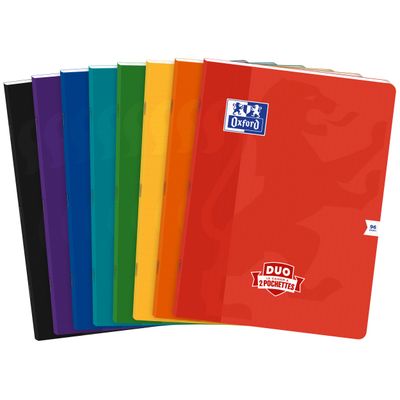 Oxford Duo - Cahier polypro 24 x 32 cm - 96 pages - grands carreaux (Seyes) - disponible dans différentes couleurs