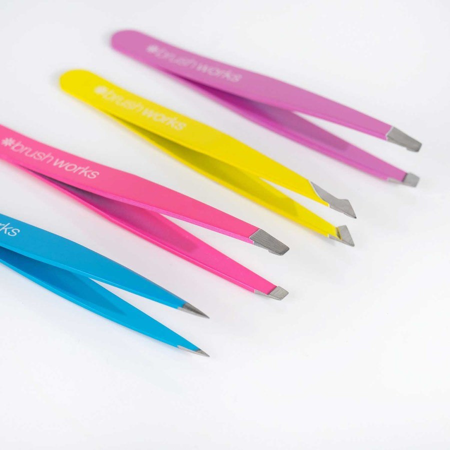 Brushworks HD Combination Tweezer Set Neon