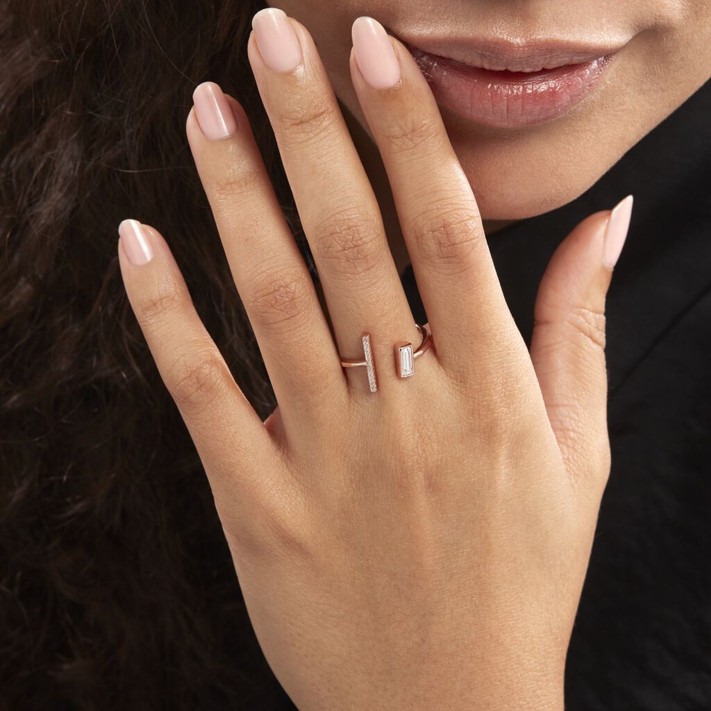 Bague Tea Argent Blanc Rose Oxyde De Zirconium