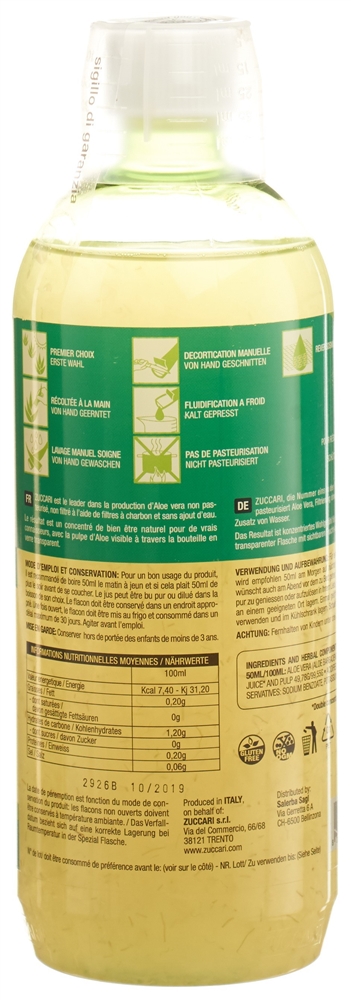 ZUCCARI Aloe Vera Saft<br>1 l, rein