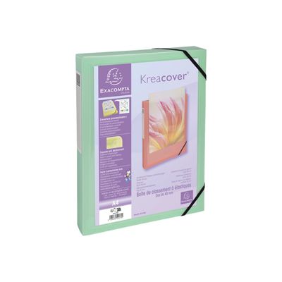 Exacompta Kreacover Pastel - Boîte de classement personnalisable - dos 40 mm - disponible dans différentes couleurs pastels