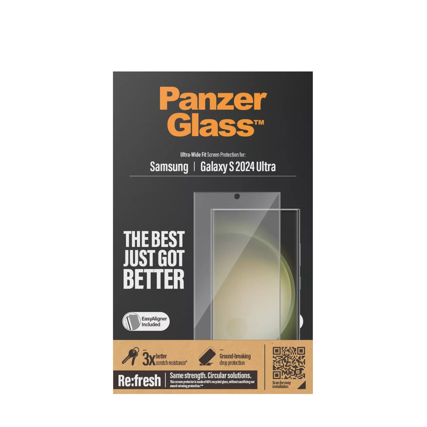 Samsung Galaxy S24 Ultra Antibakterielles Ultra Wide Fit Panzer Glas Displayschutz Case Friendly  mit Montagerahmen (7352)