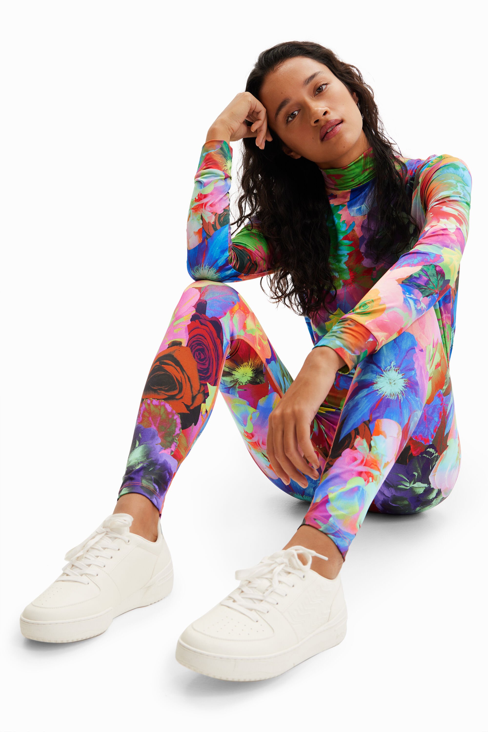 Legging stretch fleurs