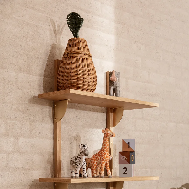 Ferm Living - Birnenförmiger Aufbewahrungskorb H 30 cm, natur / grün
