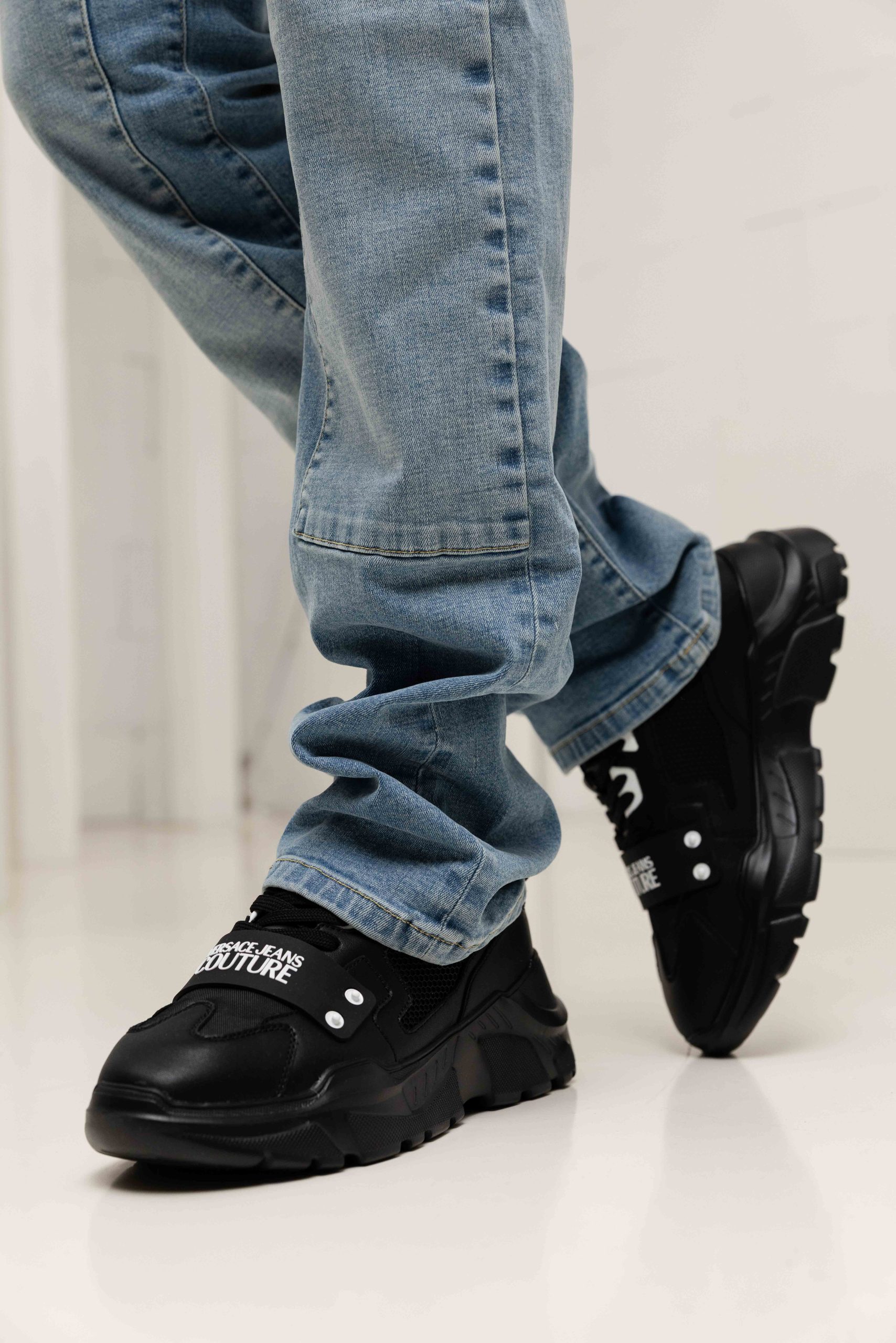 Versace Jeans Couture Fondo Speedtrack Nylon/Leather Sneakers Heren Zwart
