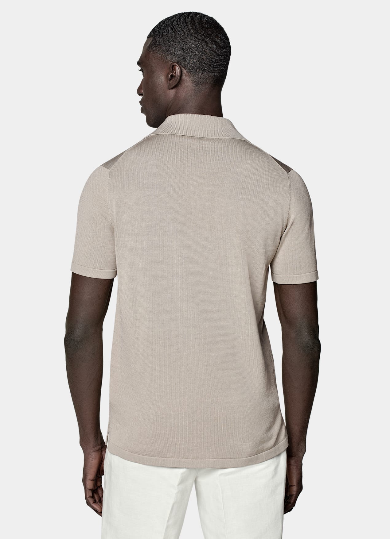 Cardigan type polo taupe clair