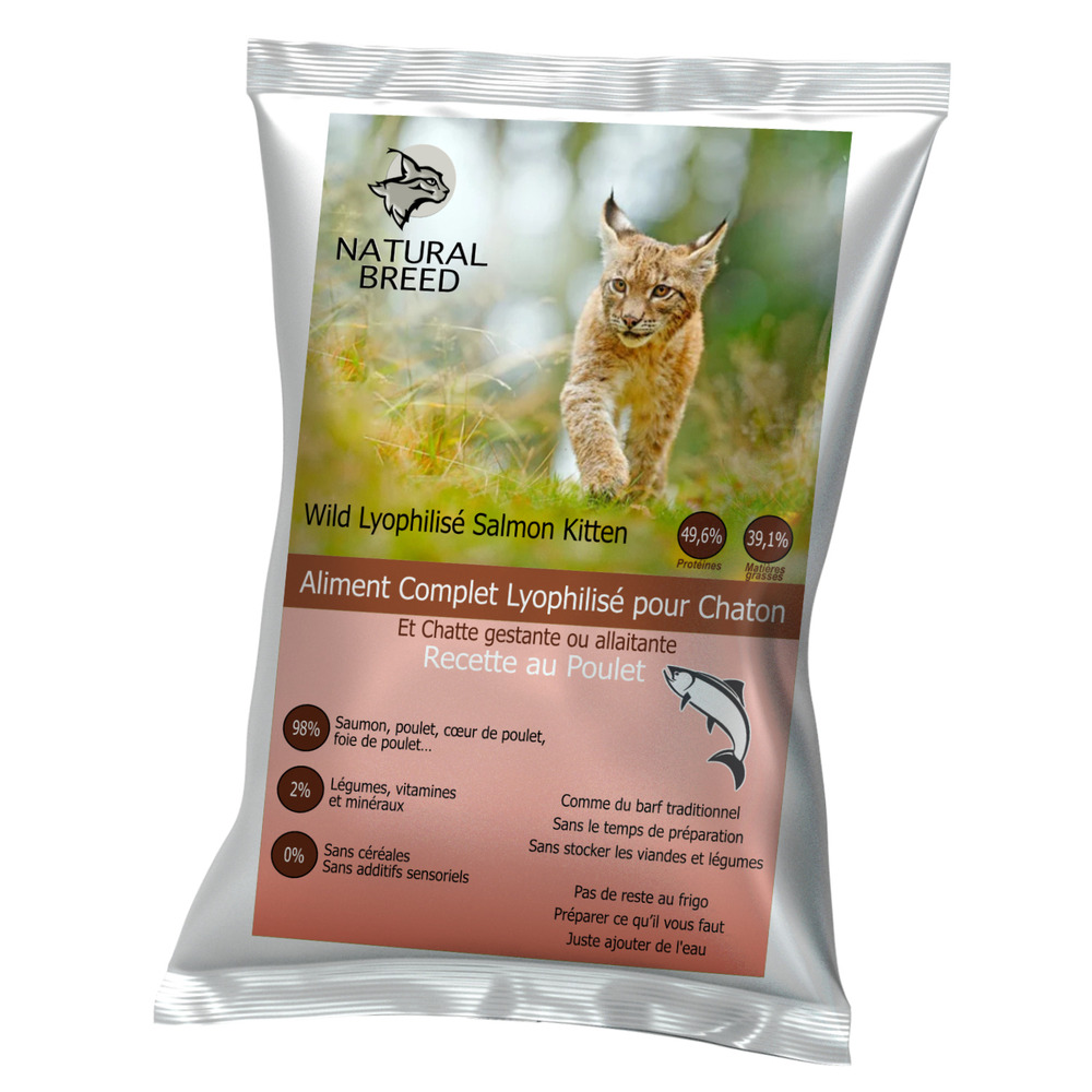 Wild lyophilisé salmon kitten - lyophilisé chaton, saumon frais sans céréales, 200g