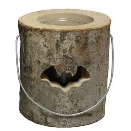 House of Rustic Windlicht aus Holz, Motiv Halloween, 15 cm, 1 Stück, 2-fach sortiert