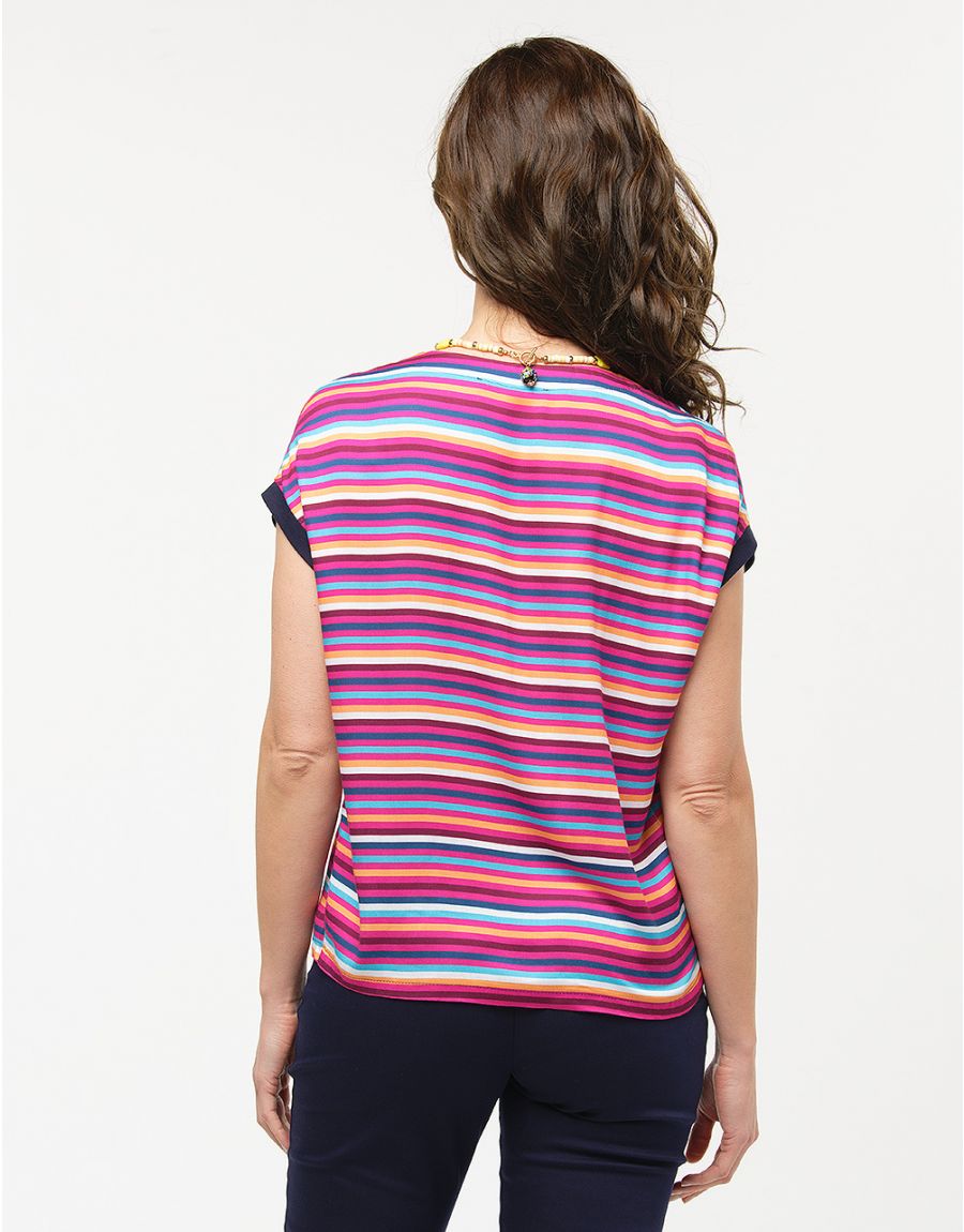Blouse rayée fuchsia