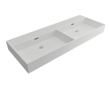 Plieger Kansas wastafel dubbel zonder kraangaten met overloop 120x46.6cm mat wit