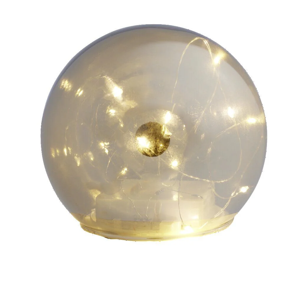 Boule déco LED verre et métal gris argent Ø12cm