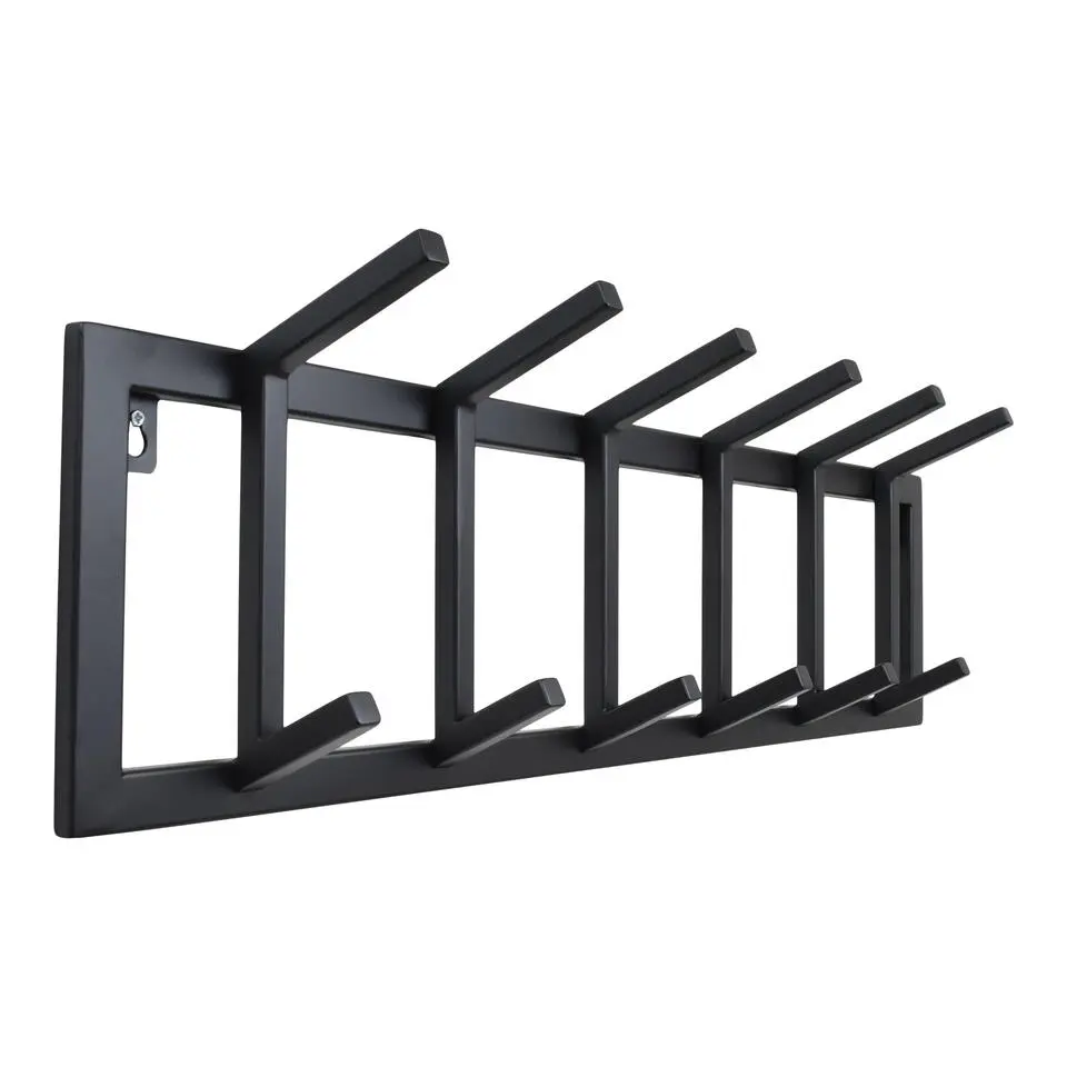 LOFT42 Kapstok Jaimy Single - Zwart – Metaal – 6 dubbele haken - 80x24x12