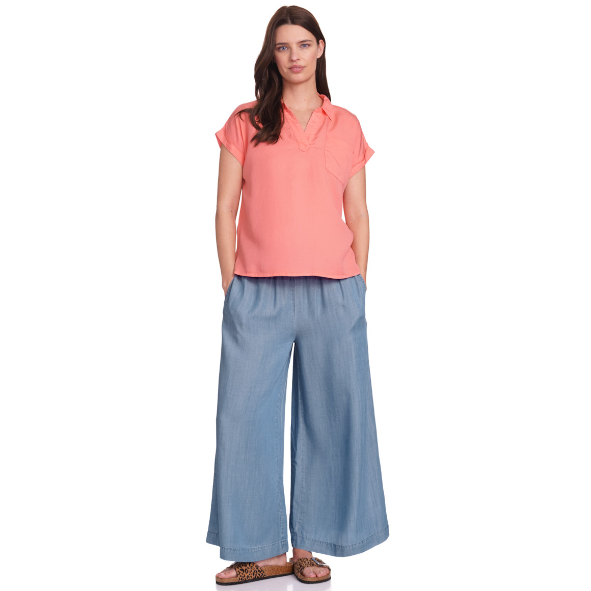 Gina Benotti Damen Bluse mit Brusttasche pink