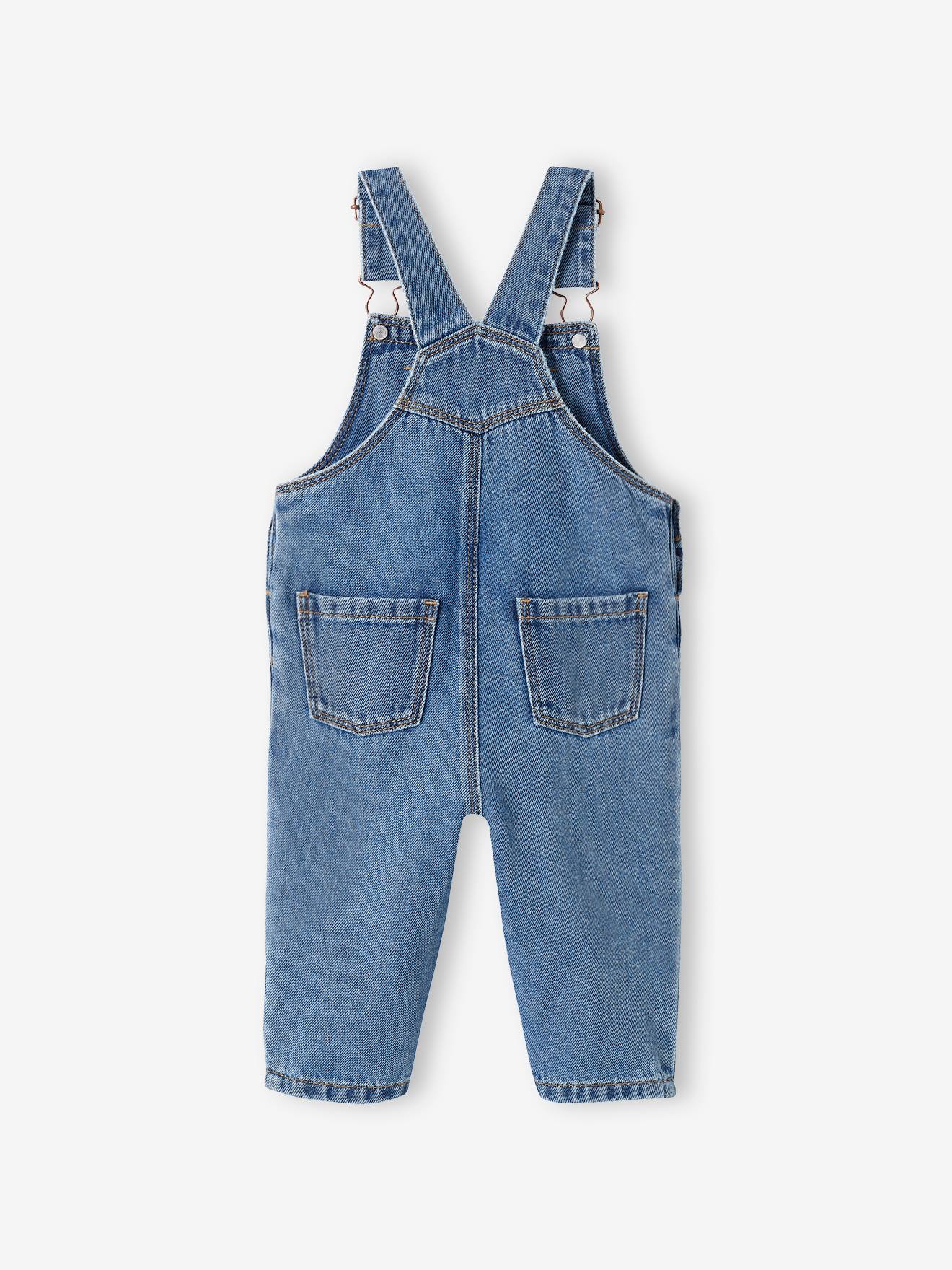 Macacão jeans infantil na cor pedra