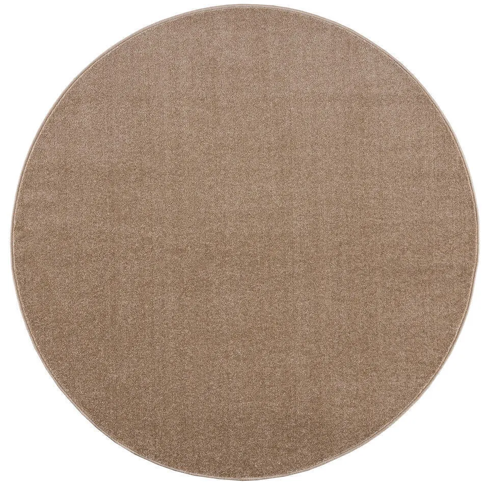 Uni Rond Effen Laagpolig Vloerkleed Modern Beige - 200 CM ROND