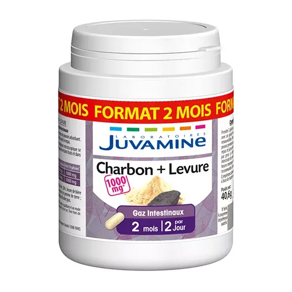 Juvamine Carvão Levedura 120 cápsulas