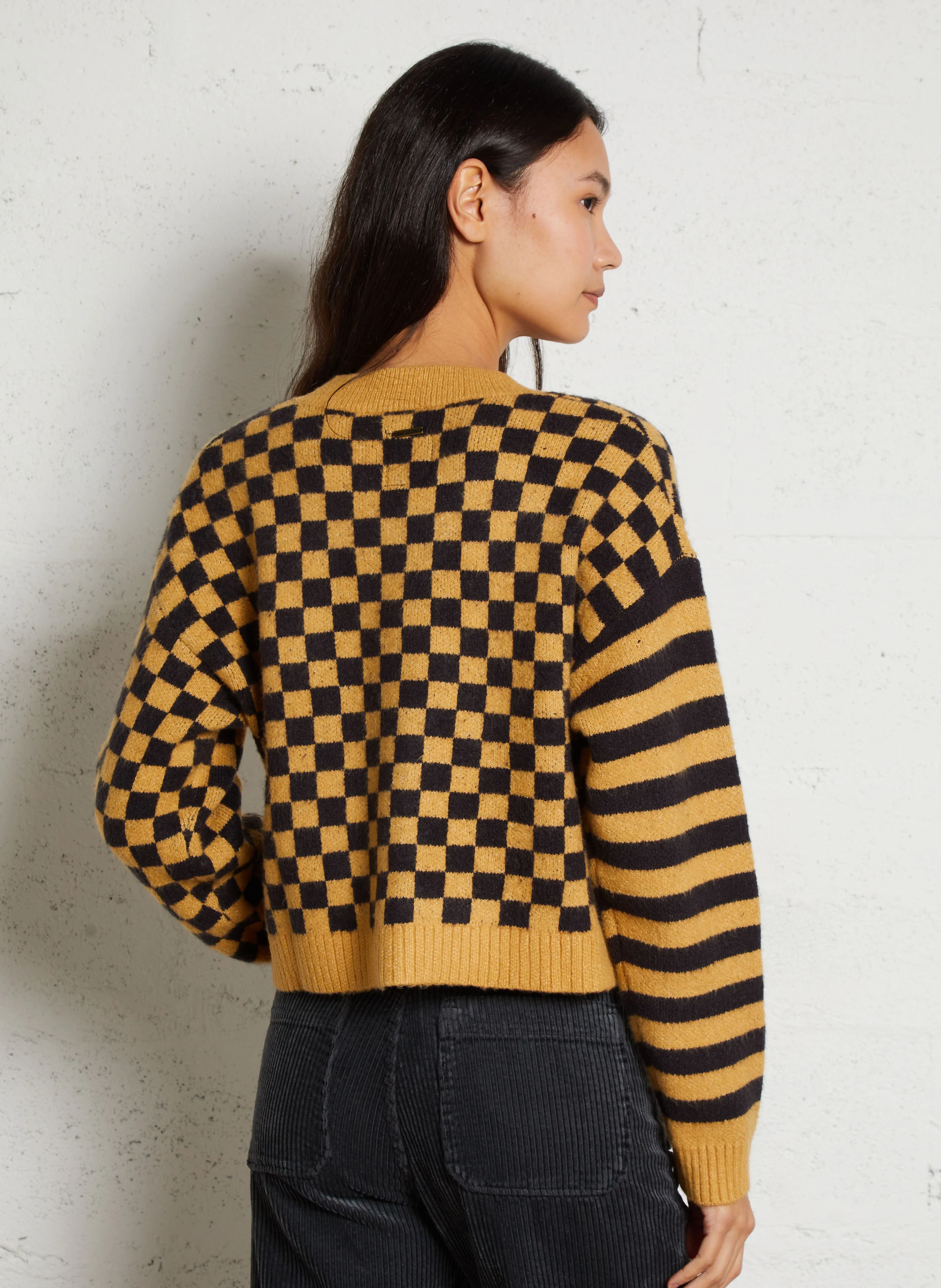 CHECK YA - Gilet col V damier | Beige