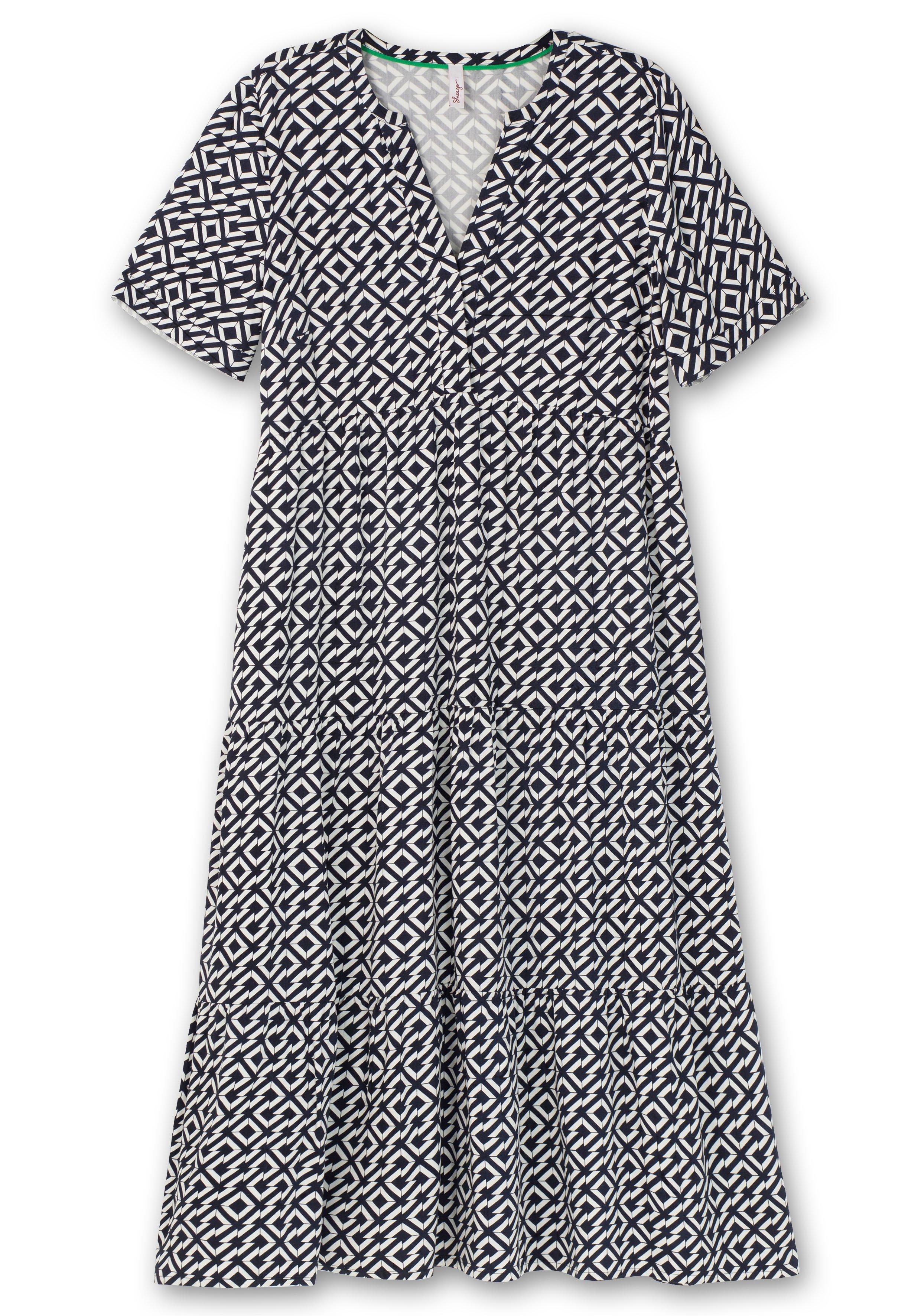 Maxikleid mit Alloverprint und Stufenvolants
