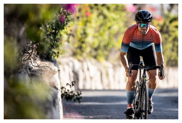 Maillot Manches Courtes Velo Rogelli - Homme - Bleu/Orange