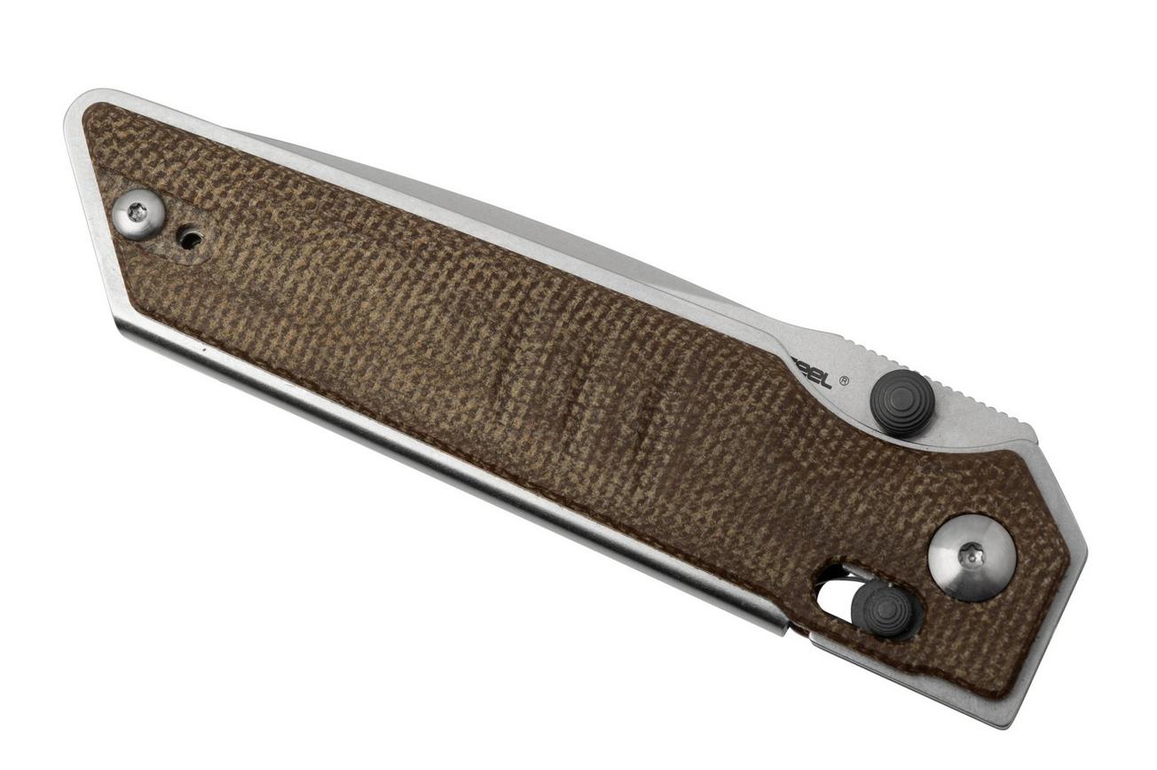 Real Steel Sacra, 7711N Natural Micarta, Stonewashed K110 zakmes