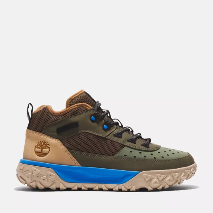 Bottine de randonnée GreenStride Motion 6 à lacets mi-haute pour homme en vert et marron