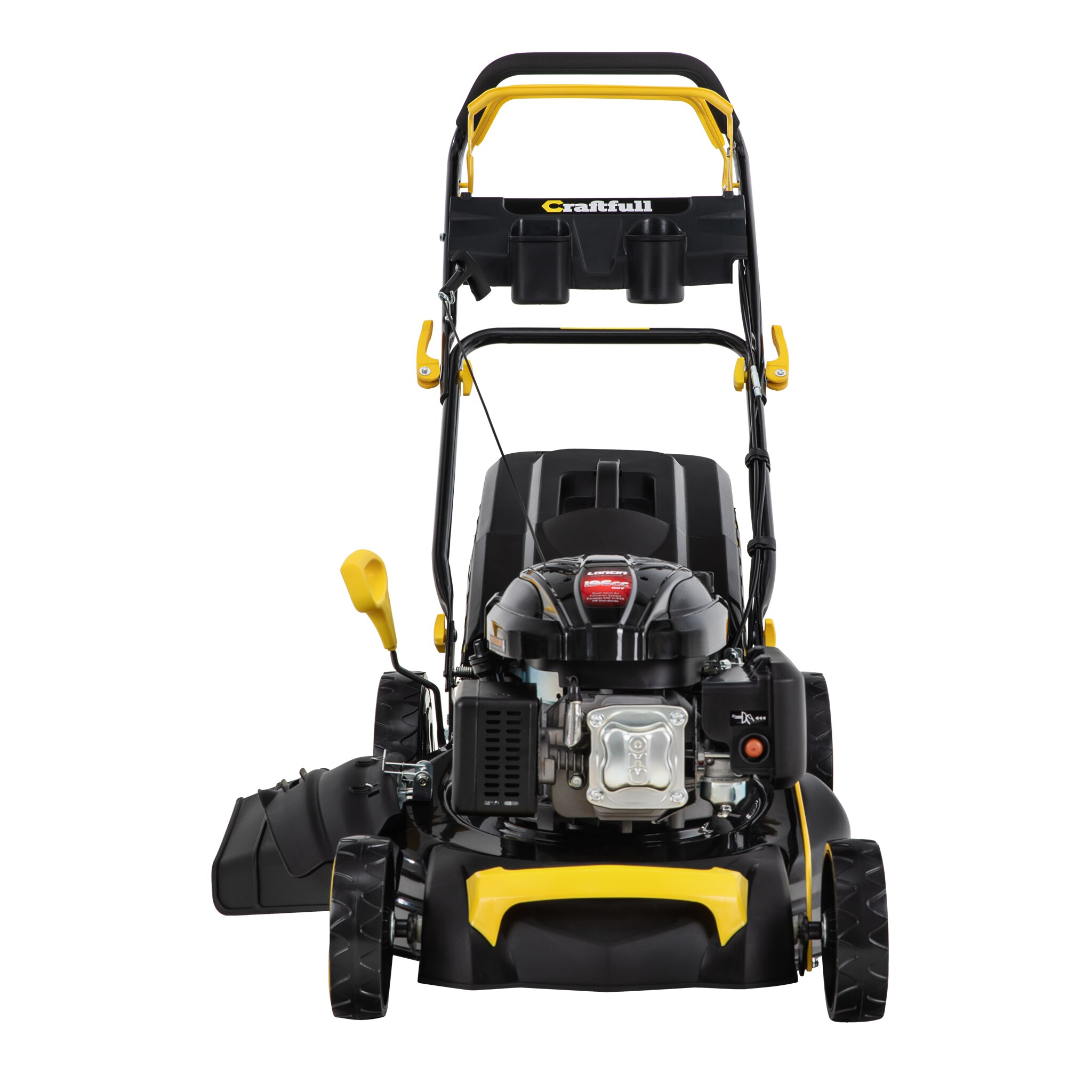 Craftfull Premium Benzin-Rasenmäher CR-196-10, 5in1, GT-Markengetriebe, 196cc-Motor, 4,4 kW, Euro 5 (Schwarz/Gelb)