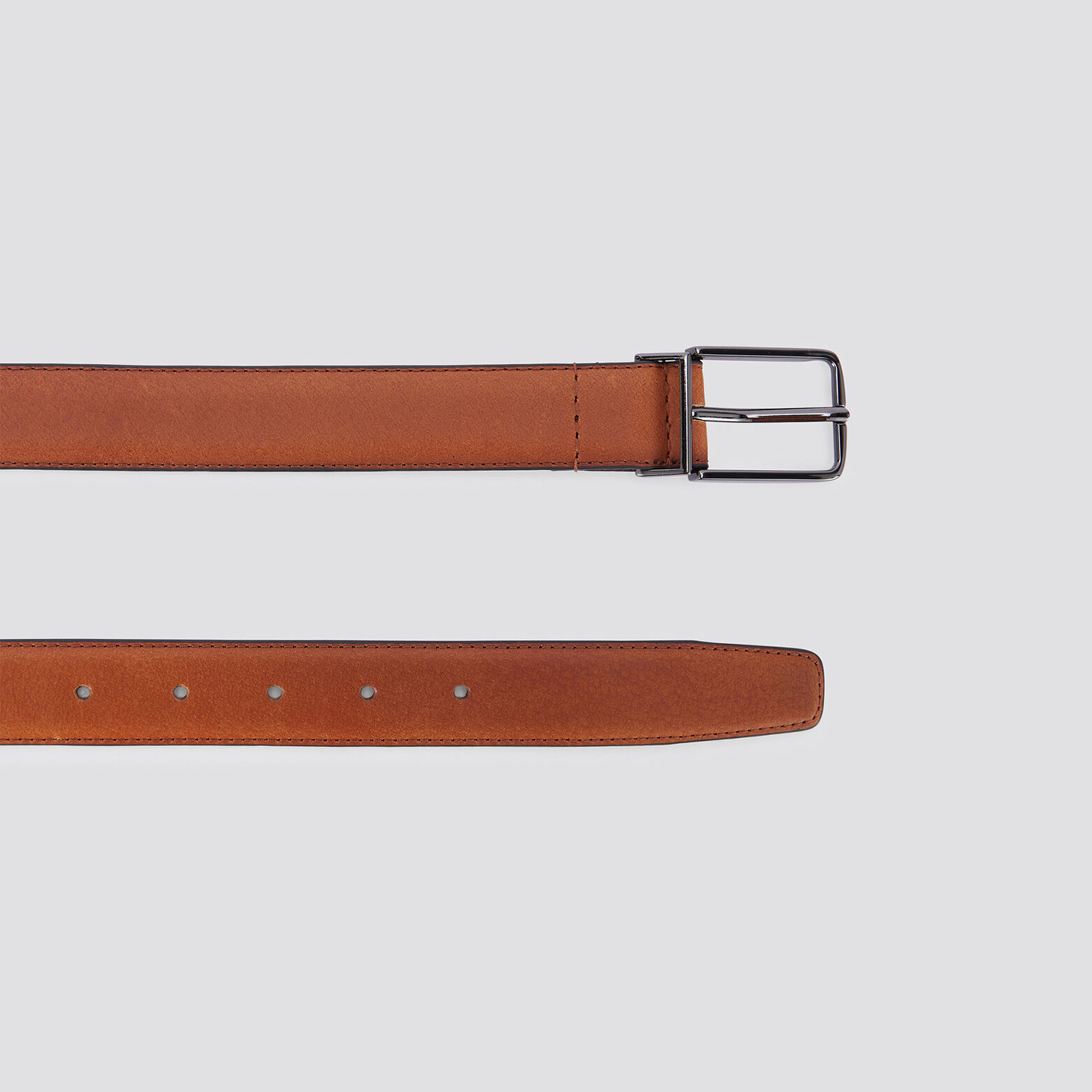 Ceinture à boucle en cuir Camel