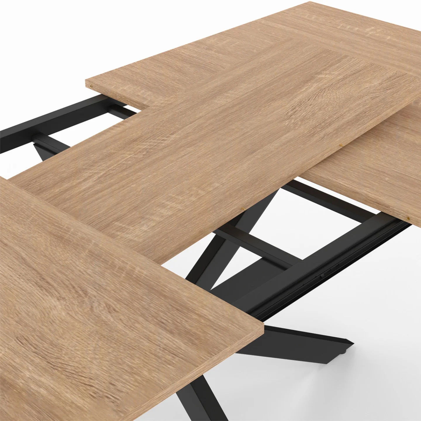 Table à manger extensible rectangle ALIX 6-10 personnes bois et noir 160-200 cm