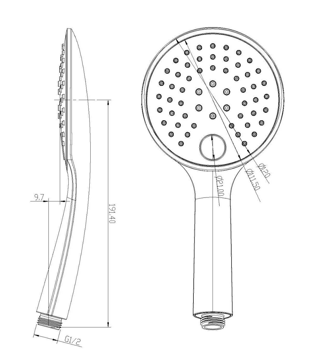 Mueller Round handdouche met 3 standen RVS