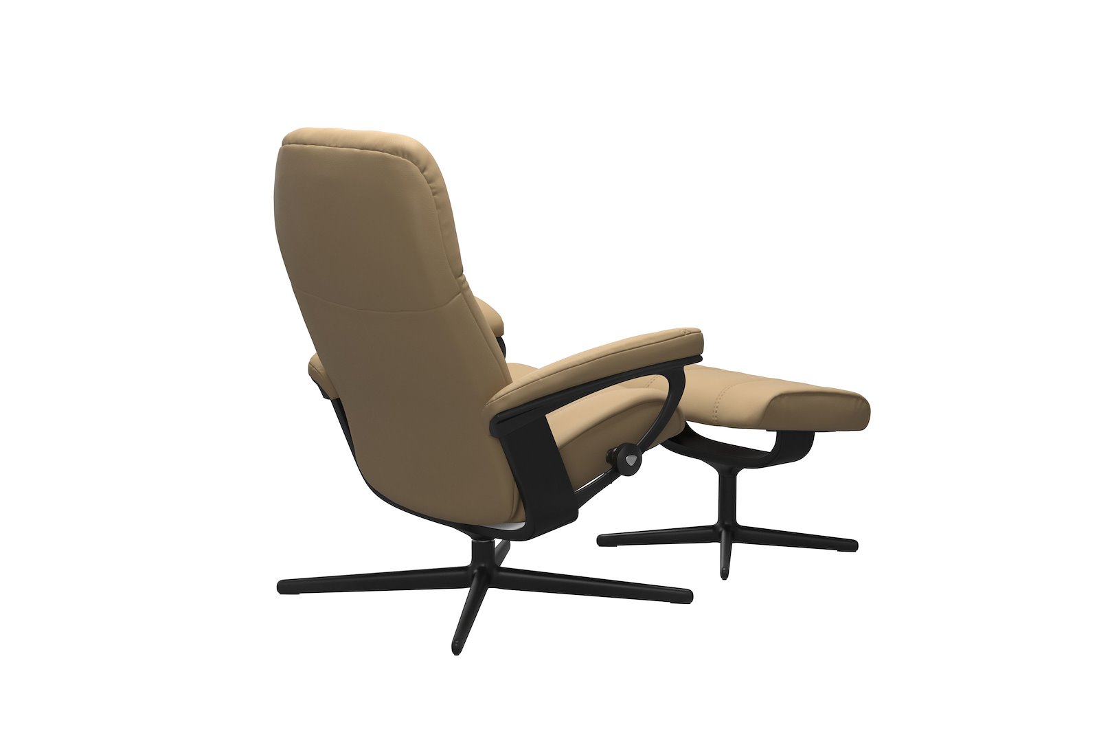 Consul lenestol m/krakk Hud Paloma Sand - Cross Sort - Sort