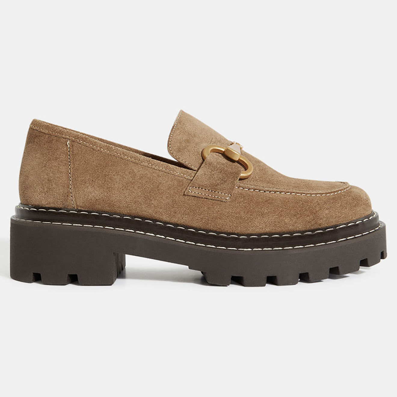 Galeries Lafayette Mocassins en Cuir marron taupe