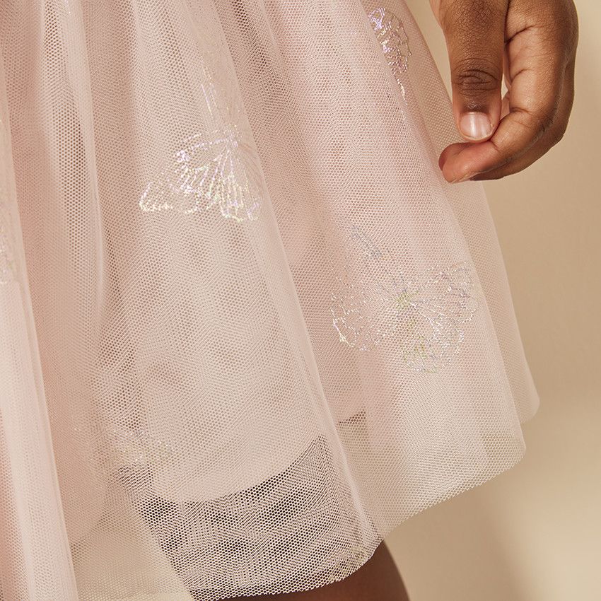 Ensemble 2 pièces robe manches longues + bandeau pour bébé fille - Ecru