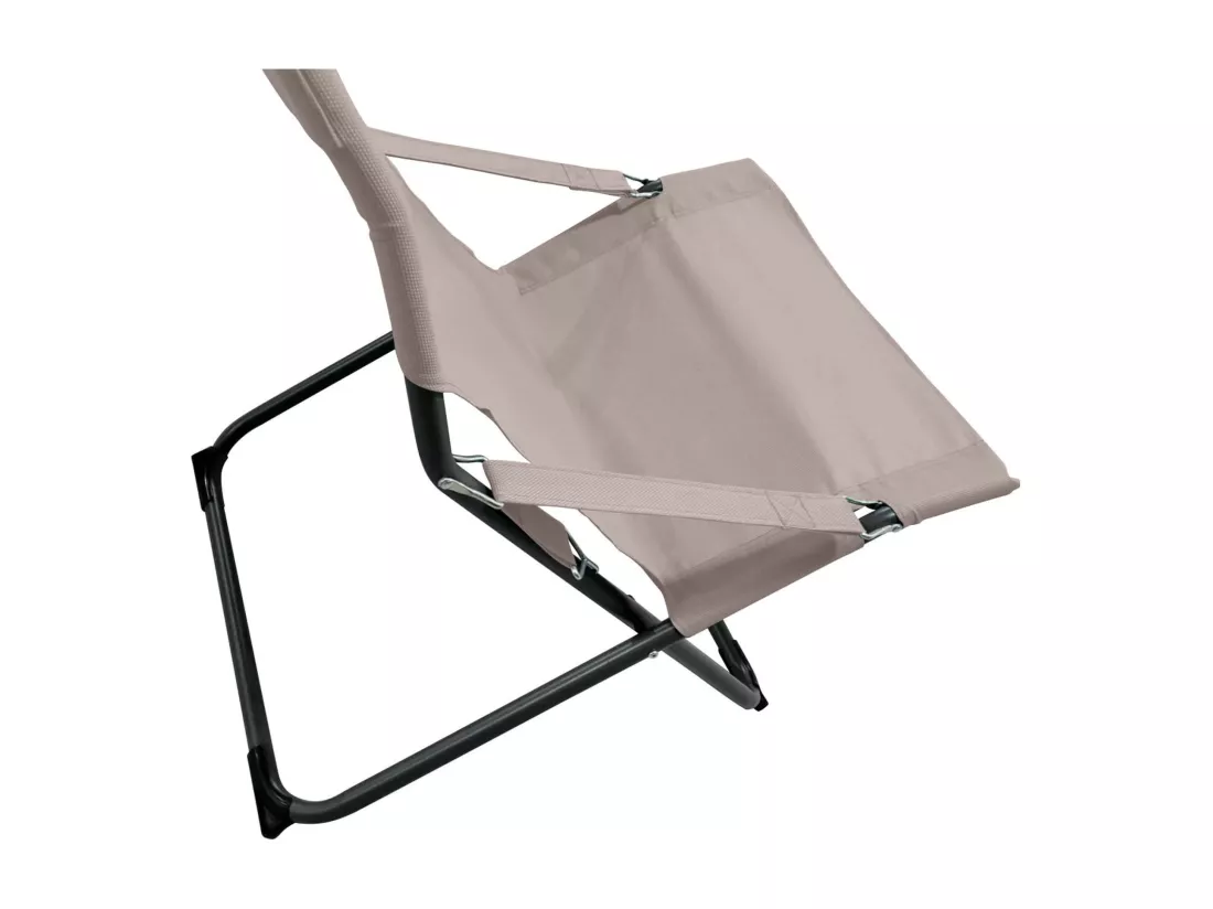 Chaise Longue Pliable Rebecca Mobili Tamatim 88x63x83 Polyester Acier Beige Gris Foncé