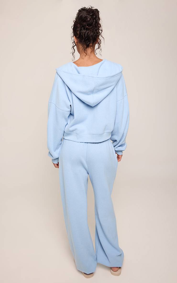 Bleu Clair Joggers Côtelés Brossés Avec Détails De Coutures Et Chevilles Resserrées