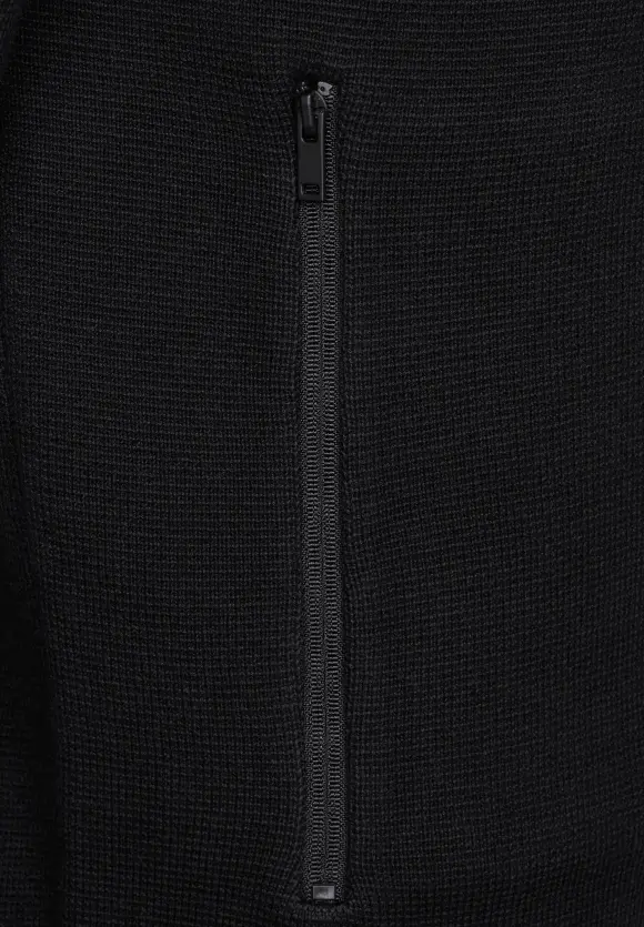 Strickjacke mit Zipper - Black