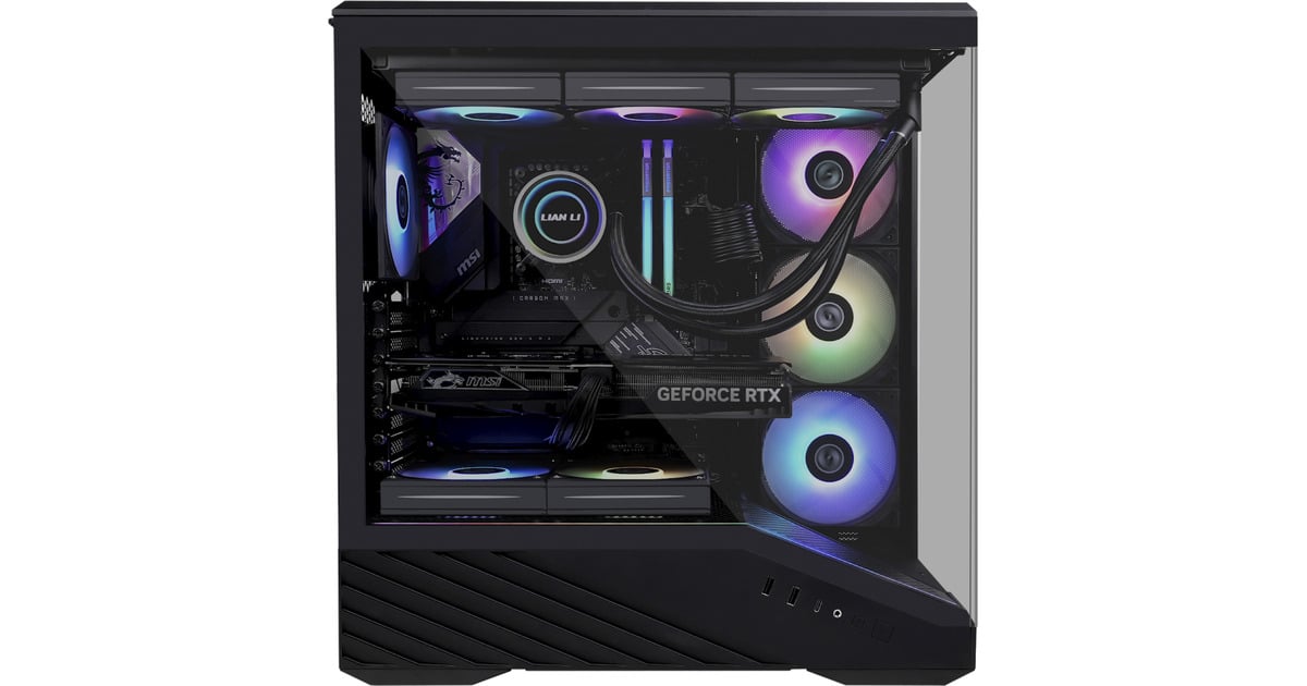 Lian LiVector V100R midi tower behuizing  (Zwart | 2x USB-A | 1x USB-C | RGB | Tempered Glass)