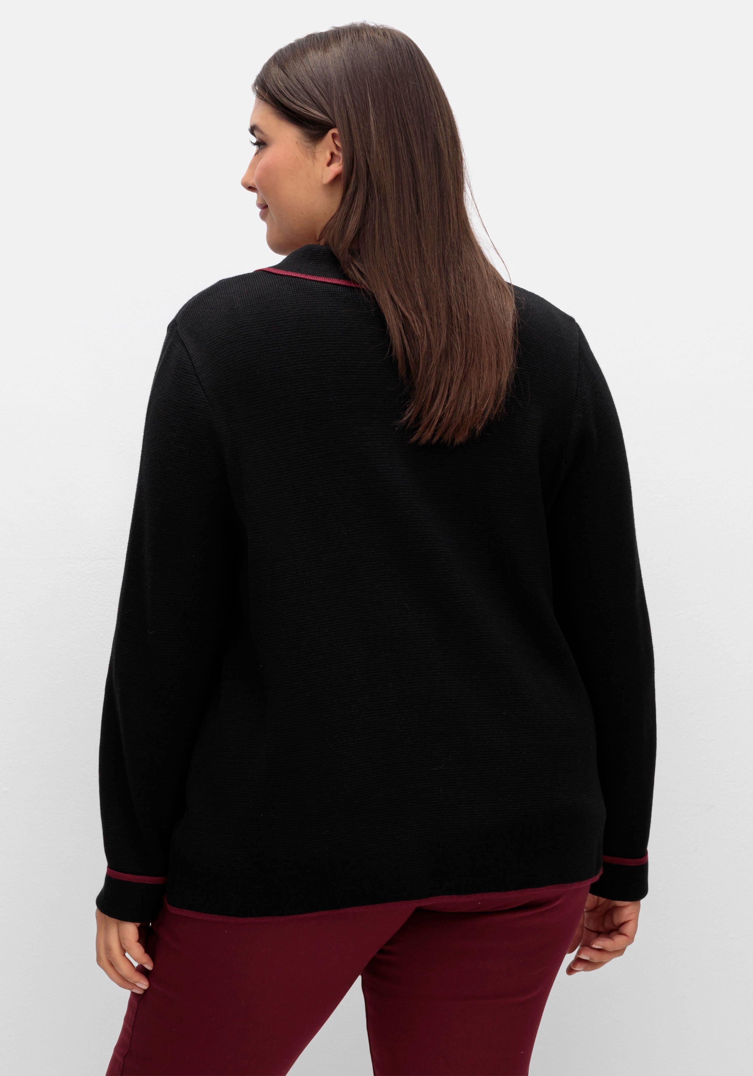 Strickjacke mit Polokragen und Reißverschluss