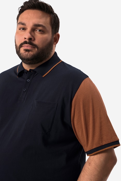Men+ Poloshirt Bauchfit, kontrastfarbiger Halbarm, bis 84/86