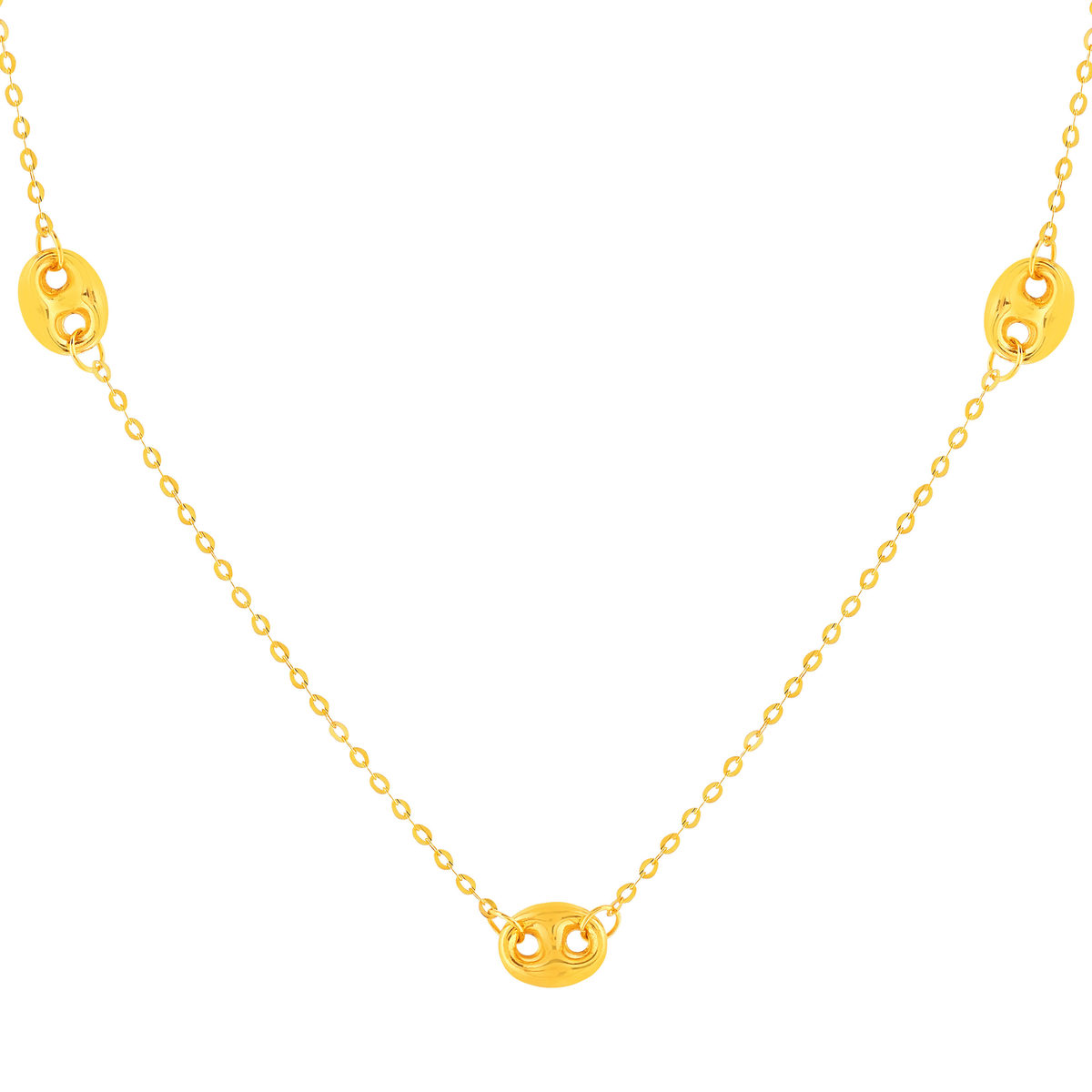 Collier or 375 jaune, motif grain de café 45cm