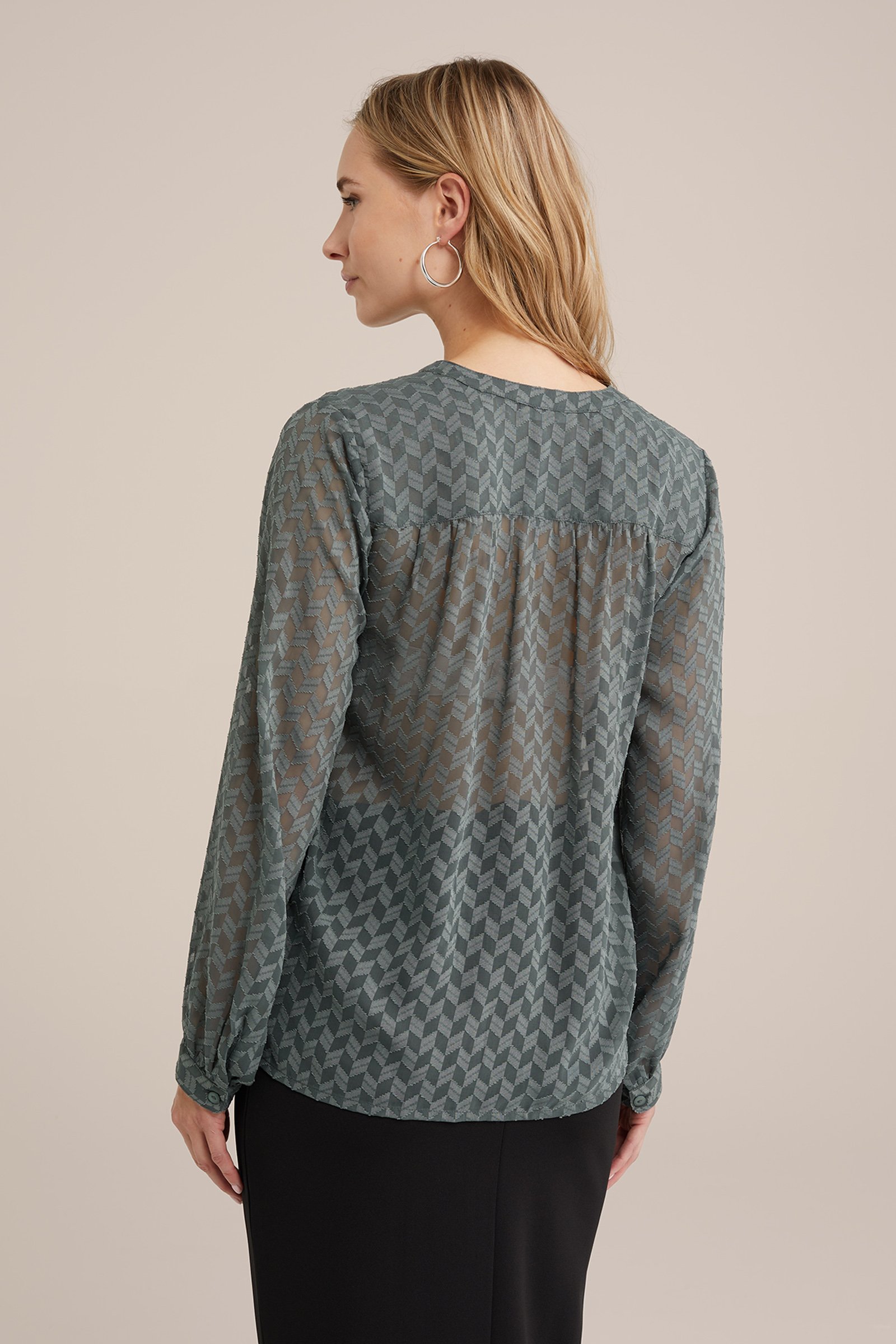 blouse met dessin WE Fashion Zeegroen