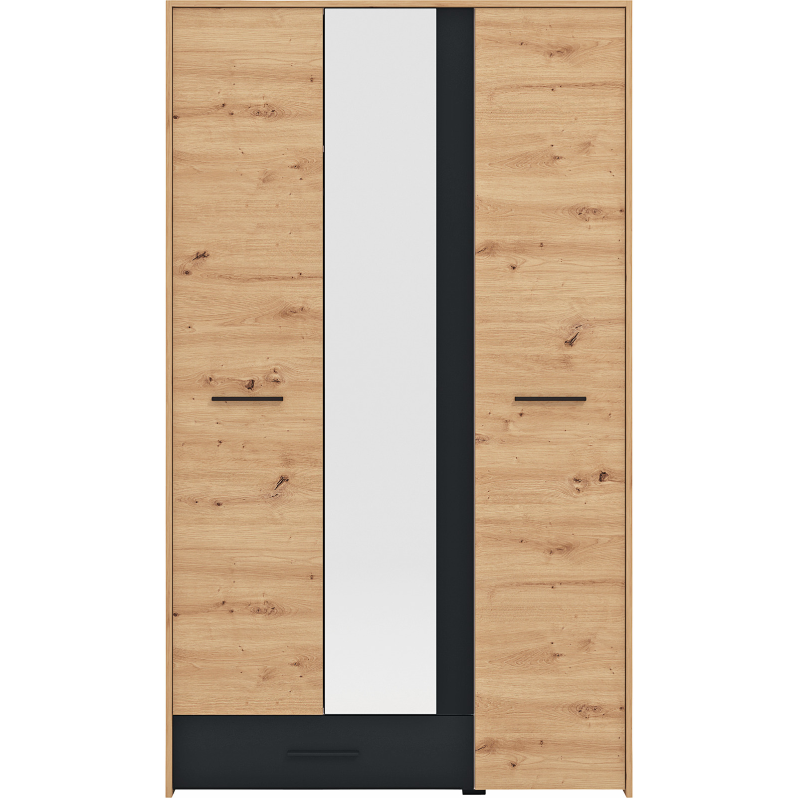 Schrank Varadero Melamin Artisan Eiche schwarz 119 x 204 x 53 cm, mit Spiegel