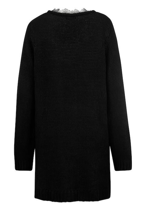 Long-Pullover, V-Ausschnitt mit Spitze