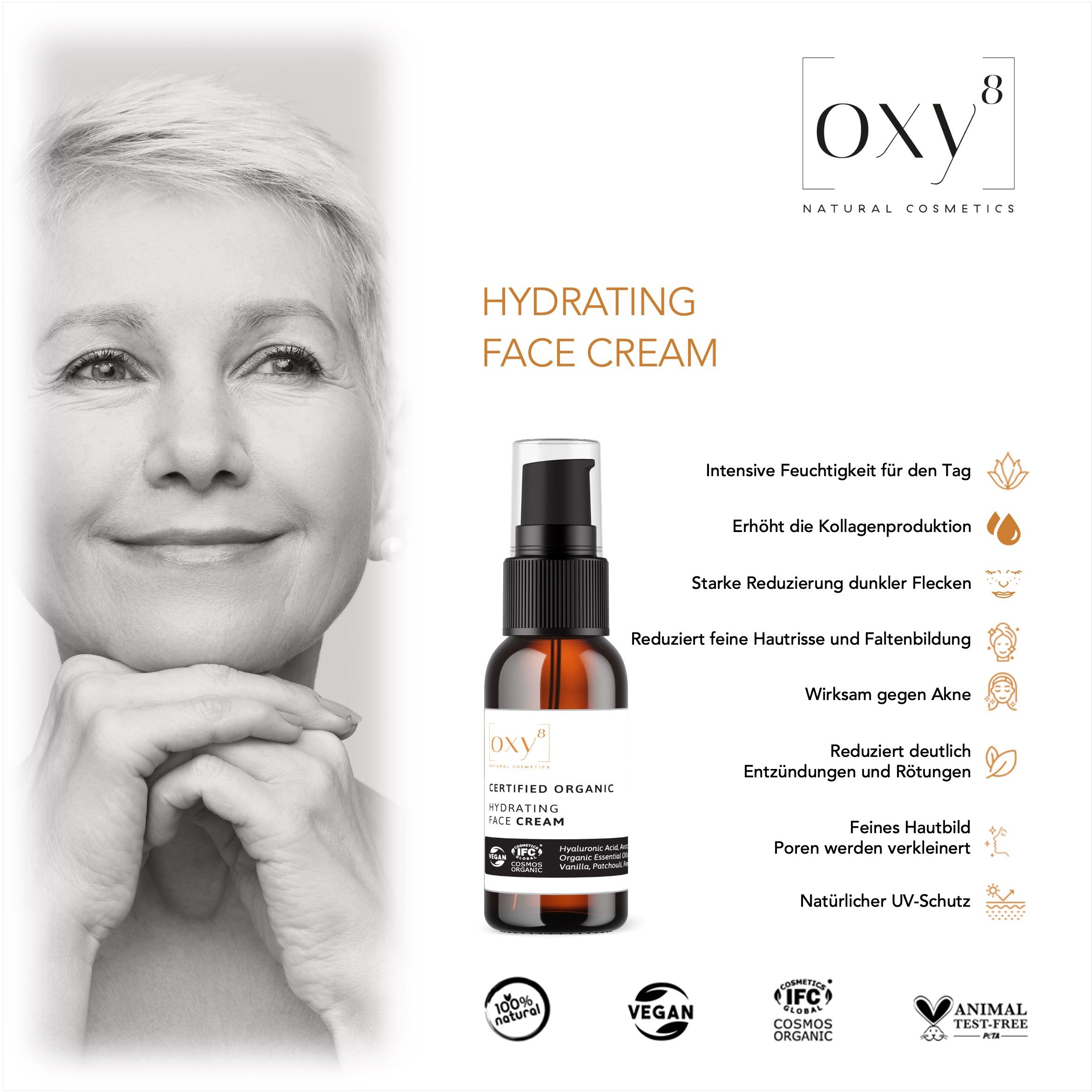 oxy8 Naturkosmetik - Anti-Aging Set PEELING & CLEANSING GEL, HYDRATING FACE & NIGHT CREAM