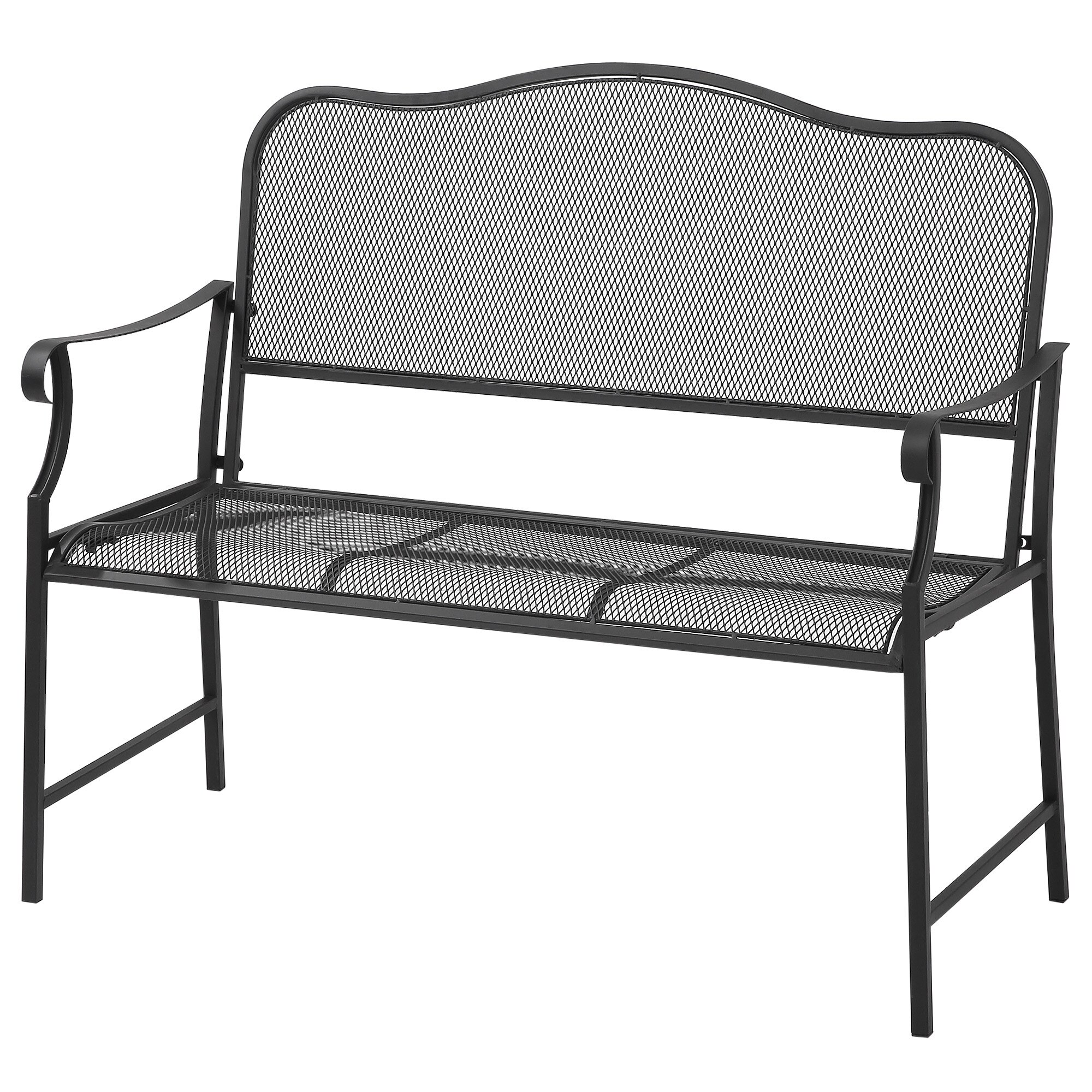 Outsunny Gartenbank mit Rückenlehne schwarz 113L x 58B x 98H cm