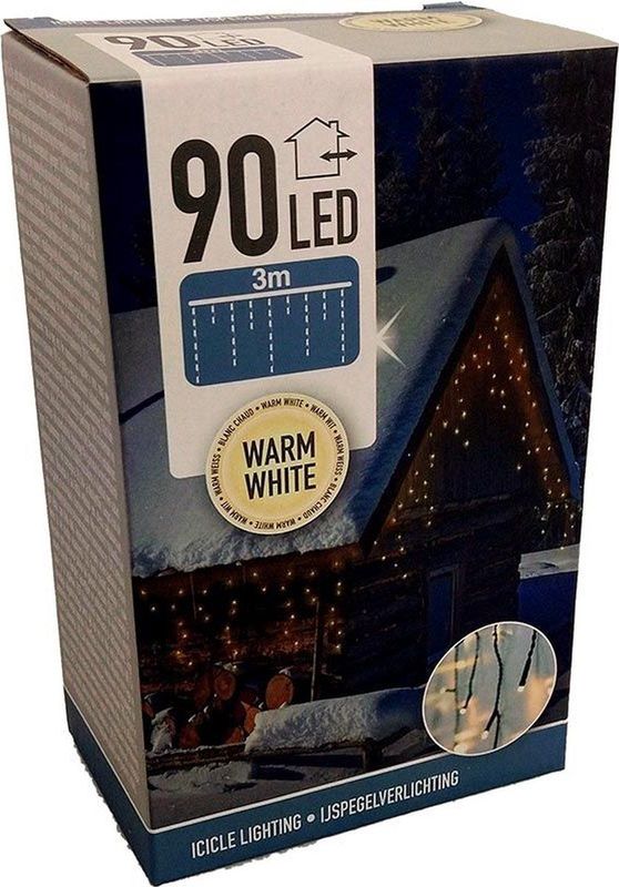 Kerstverlichting - IJspegel - Lichtgordijn - 3 meter - IJspegel - 90 LED's - Warm wit - voor binnen & buiten