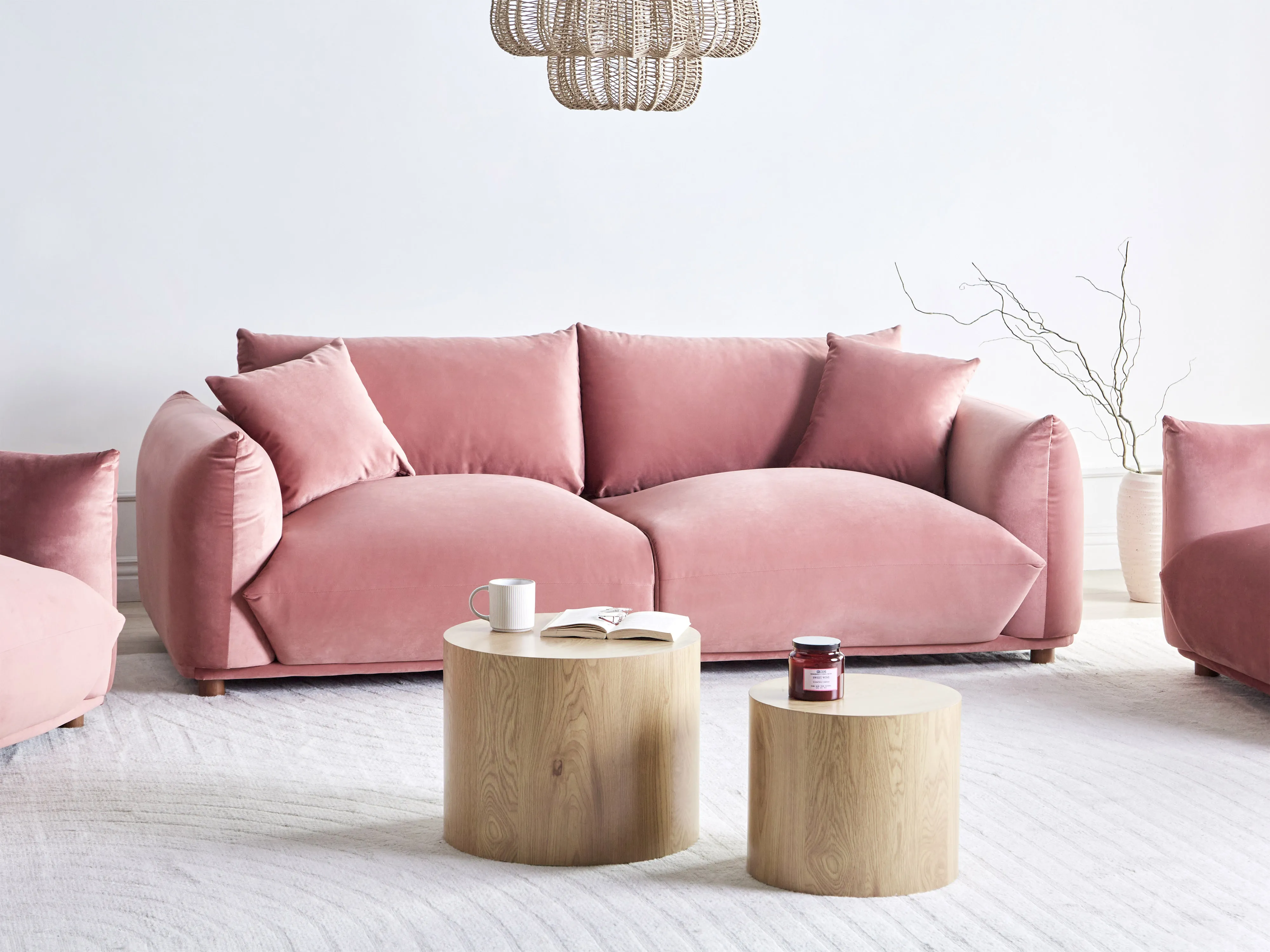 Bank 3-zits LUVOS Fluweel Roze