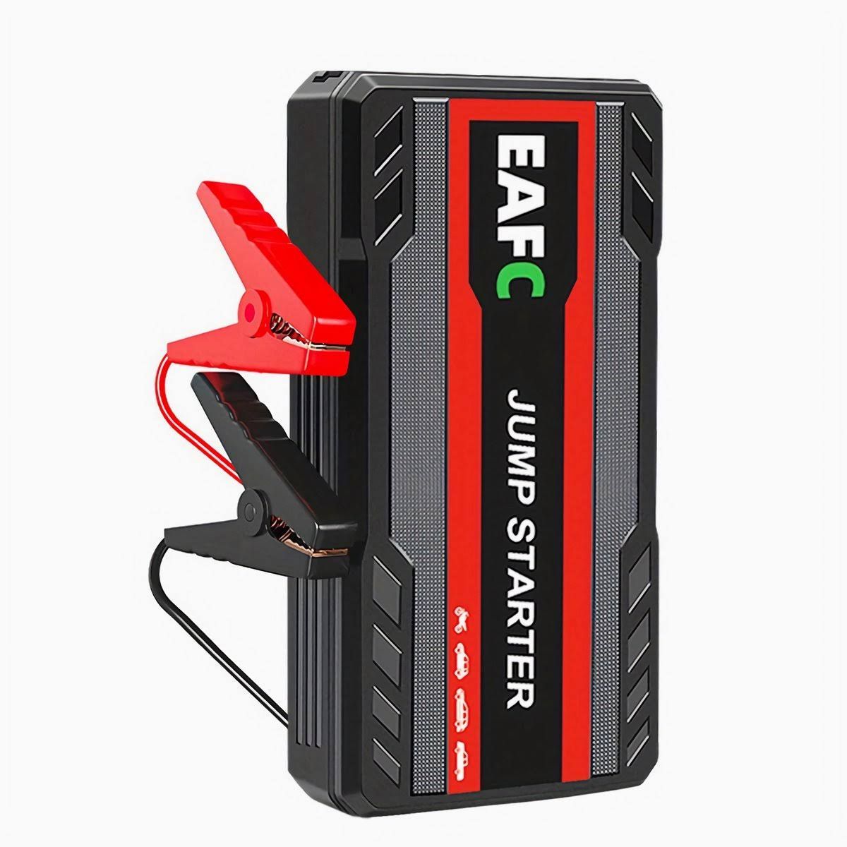 Démarreur de voiture EAFC 12 V - 600 A - Démarreur 2 en 1 avec batterie externe, Lampe torche LED et éclairage d'urgence SOS - câbles de démarrage ...